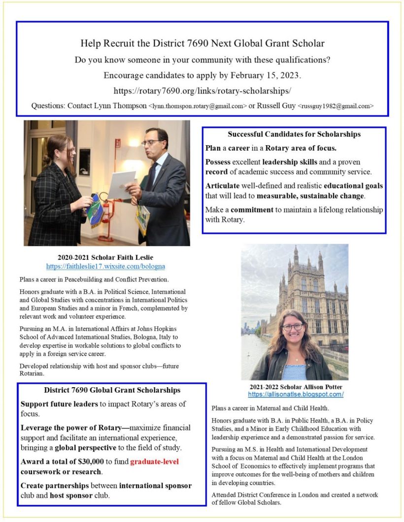 Rotary Scholarships 2023